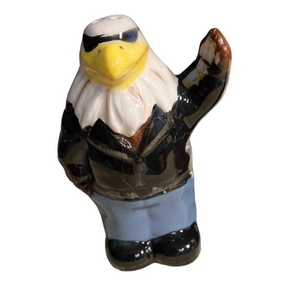 Ceramic Bald Eagle & Motorcycle Salt & Pepper Shakers - Picture 3 of 16